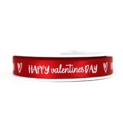 Berisfords Red Happy Valentine's Day Ribbon 15mm X 20 Metres