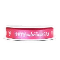 Berisfords Sugar Pink Happy Valentine's Day Ribbon 15mm X 20 Metres
