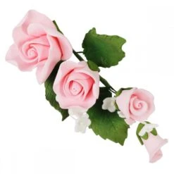 Hamilworth Pink CP Rose & Forget Me Not Flower Spray - Medium