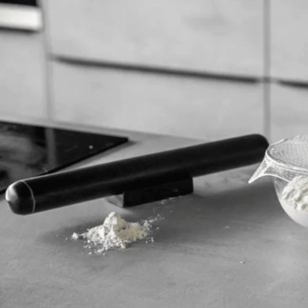 Kitchencraft Natural Quarry Marble Solid Rolling Pin & Rest 16" - Image 2