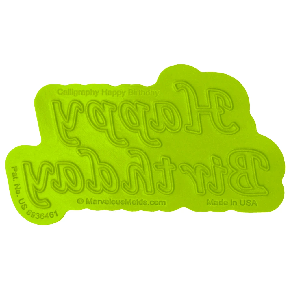 Marvelous Molds Happy Birthday Calligraphy Flexabet Onlay